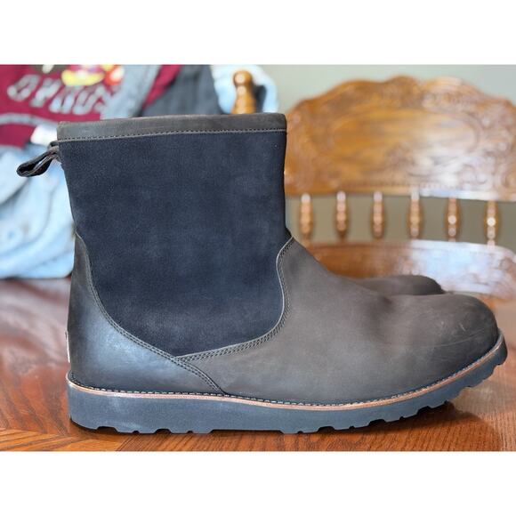 UGG Men’s Hendren TL Waterproof Size 17 Rare—Black Leather/Suede Treadlite Boot - Picture 1 of 11